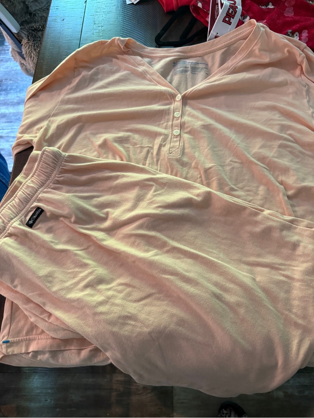 Columbia Light Peach Henley Neck Lounge Top